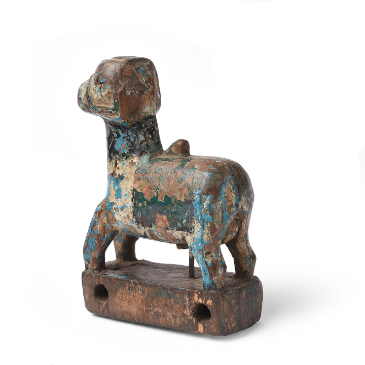 Vintage Carved Teak Nandi Bull Toy From Andhra Pradesh | INDIGO ANTIQUES