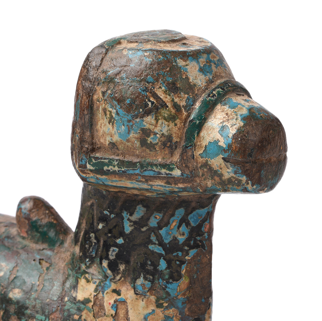 Vintage Carved Teak Nandi Bull Toy From Andhra Pradesh | INDIGO ANTIQUES