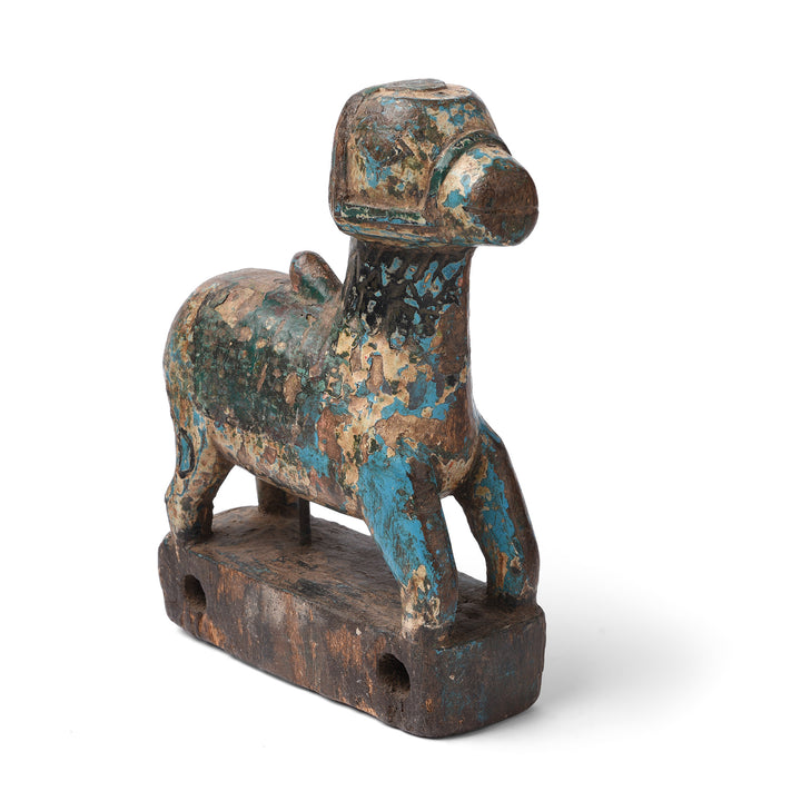 Vintage Carved Teak Nandi Bull Toy From Andhra Pradesh | INDIGO ANTIQUES