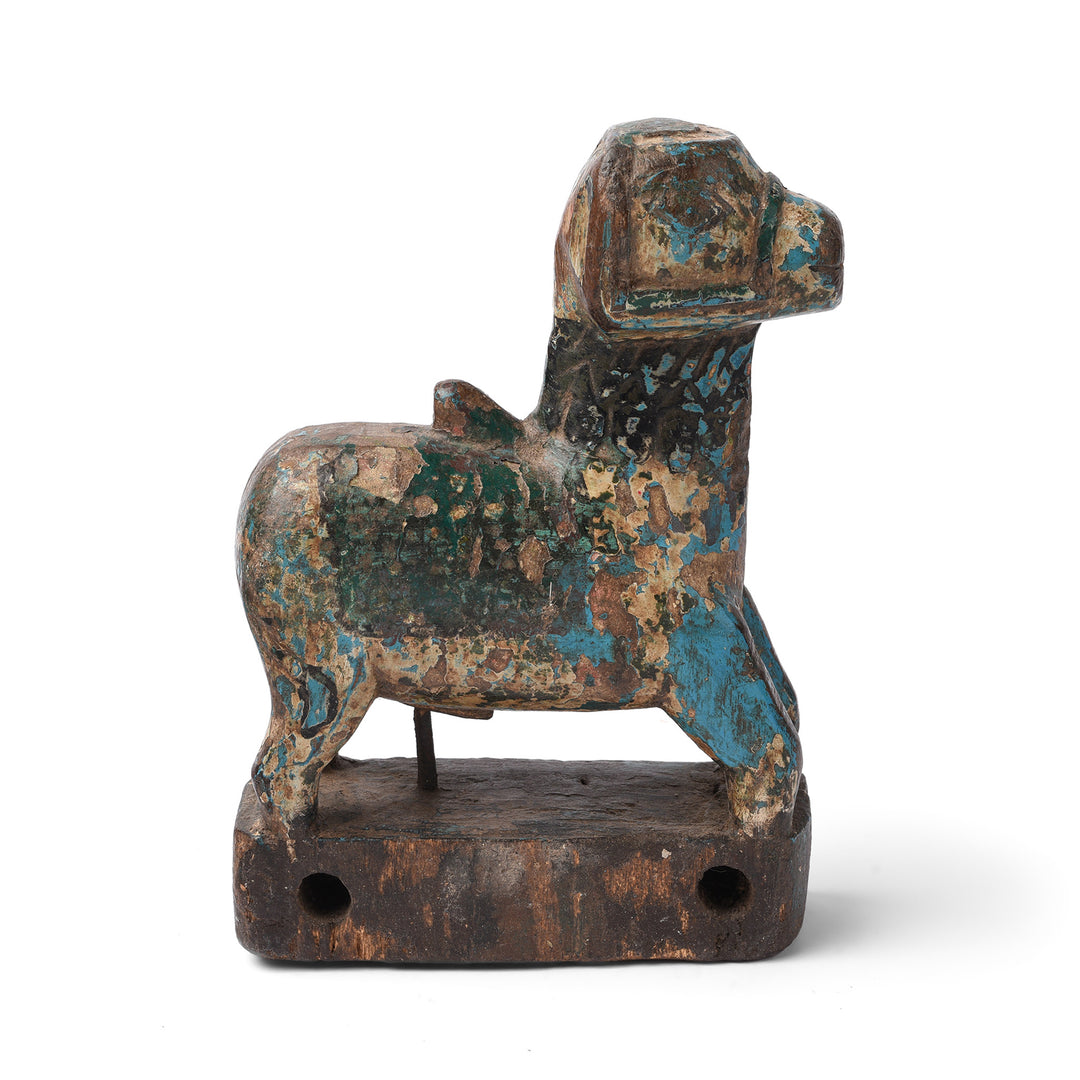 Vintage Carved Teak Nandi Bull Toy From Andhra Pradesh | INDIGO ANTIQUES