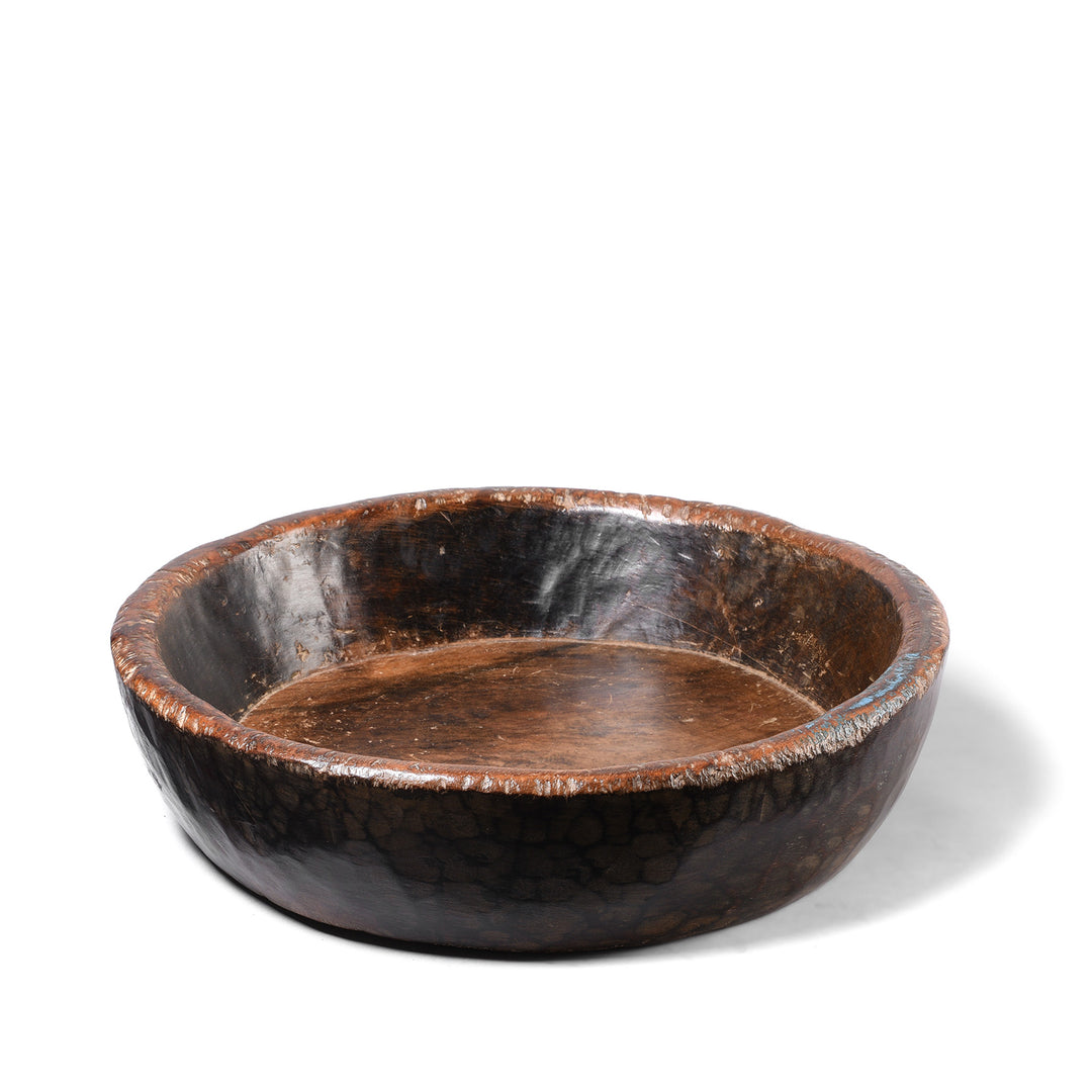 Old Indian Teak Parat Bowl From Rajasthan| Indigo Antiques