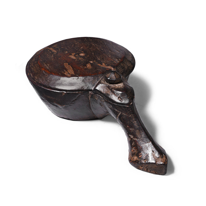 Back Of Antique Carved Teak Peacock Tika Box From Banswara Tribal Region - 19th Century | Indigo Antiques