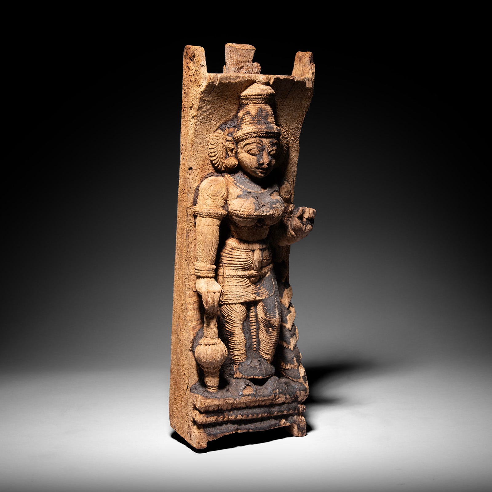 Carved Teak Panel Of Durga From Gujarat - 19thC Carved Teak Panel Of Durga From Gujarat - 19thC
