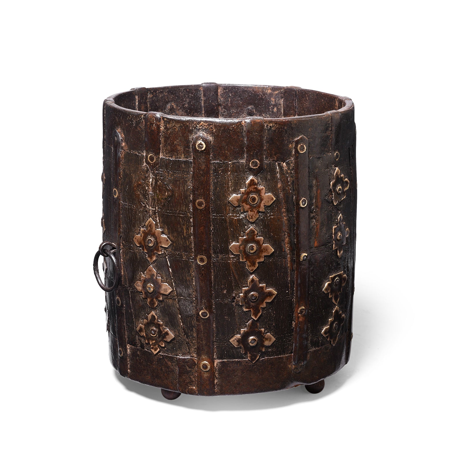 Antique Teak And Iron Grain Measure With Brass Stars - 18th Centuryy | Indigo Antiques