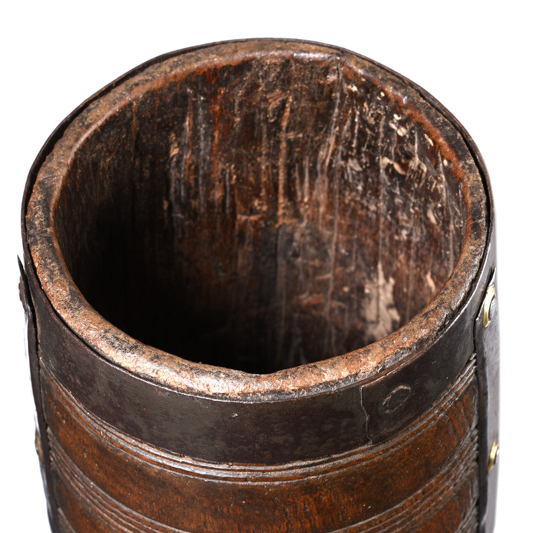 Interior Of Antique Teak & Iron Grain Measure From Rajasthan - 19th Century | Indigo Antiques
