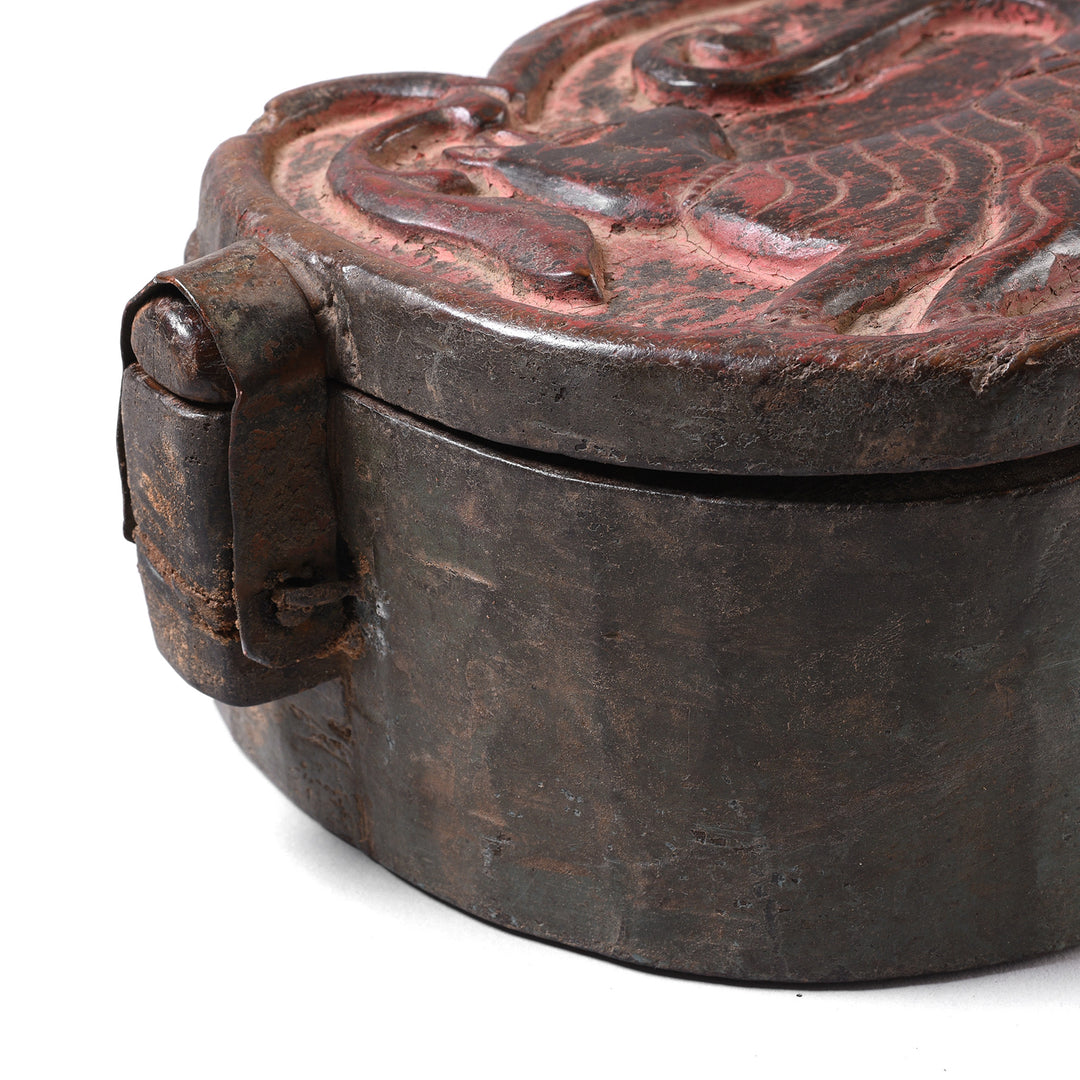 Latch Detail From Antique Carved Teak Tika Box From Banswara, Rajasthan - 19th Century | Indigo Antiques