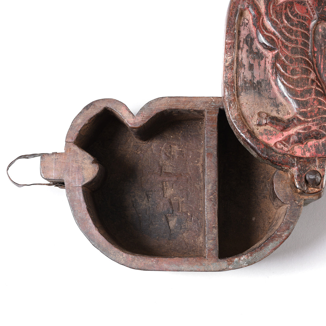 Interior Of Antique Carved Teak Tika Box From Banswara, Rajasthan - 19th Century | Indigo Antiques