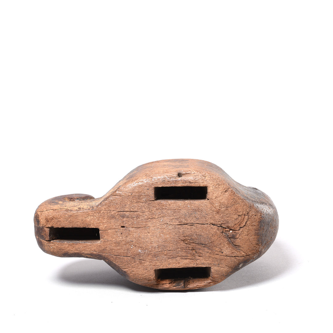 Underside Of Antique Carved Teak Peacock Tika Box  From Rajasthan - 19th Century | Indigo Antiques