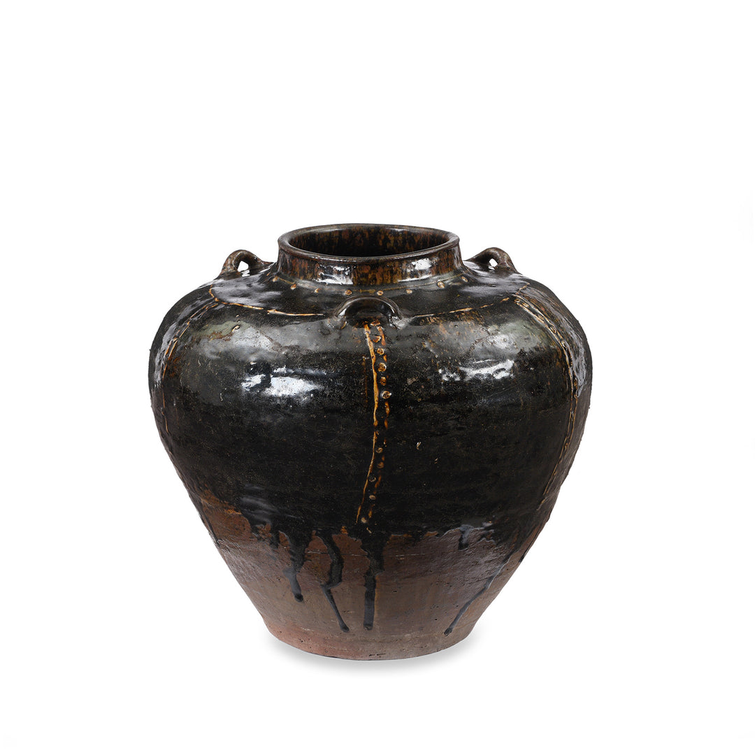 Back Of Antique Glazed Martaban Jar From Burma | Indigo Antiques