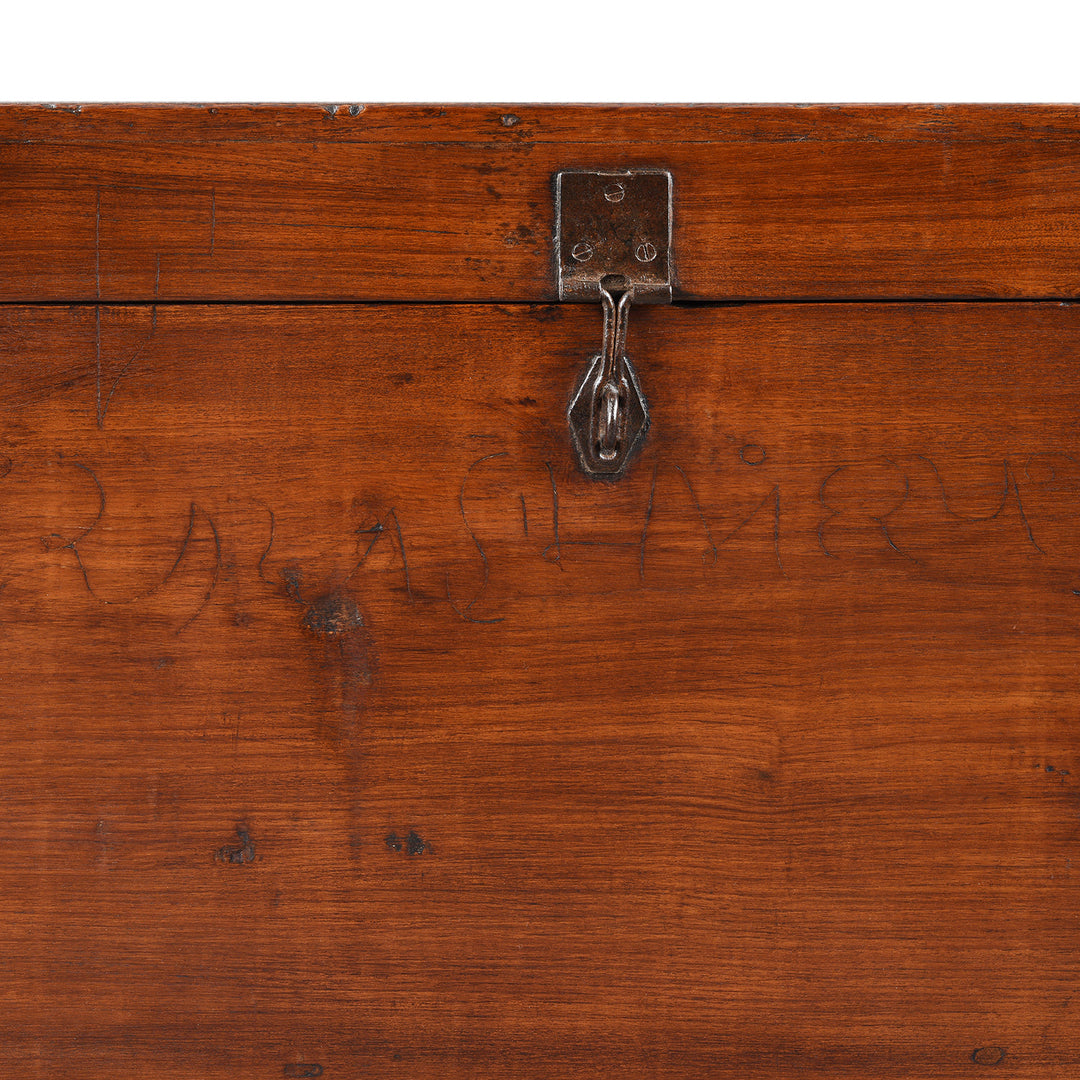 Name Detail From Antique Indo-Portugese Forest Teak Chest | Indigo Antiques