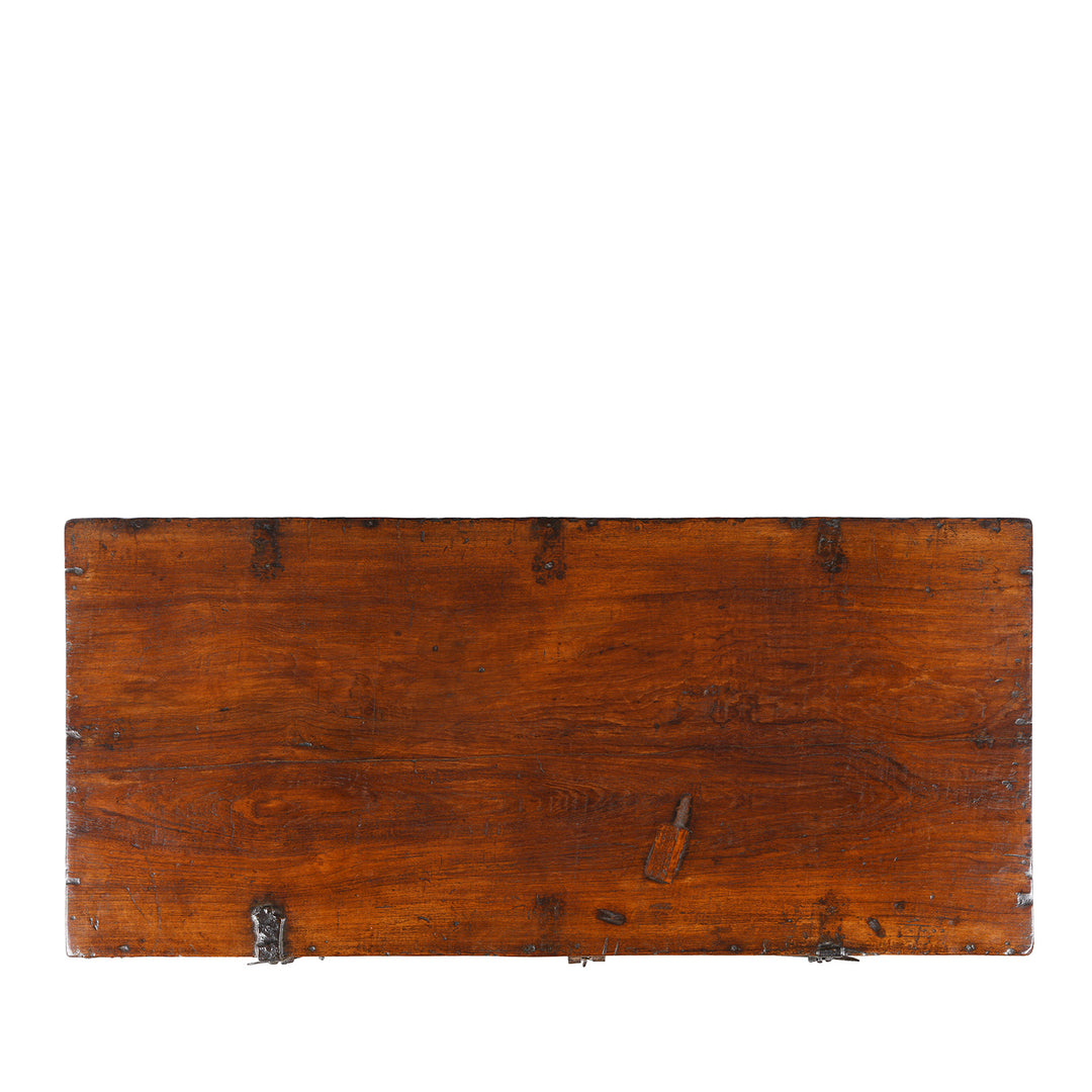 Top Down VIew Of Antique Indo-Portugese Forest Teak Chest | Indigo Antiques