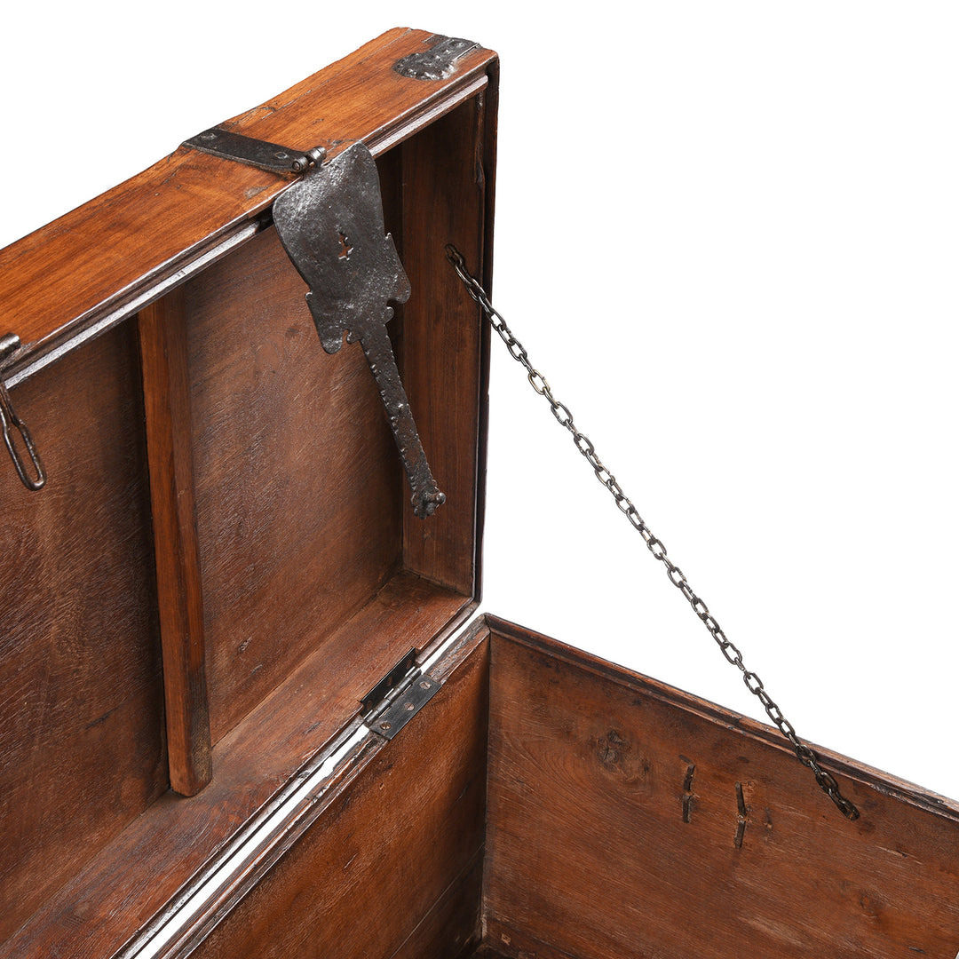 Chain Detail From Antique Indo-Portugese Forest Teak Chest | Indigo Antiques