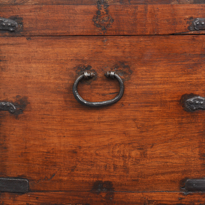 Handle Detail From Antique Indo-Portugese Forest Teak Chest | Indigo Antiques