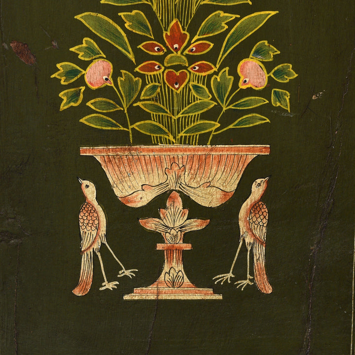 Detail From Hand Painted Stick Stand From Rajasthan | Indigo Antiques