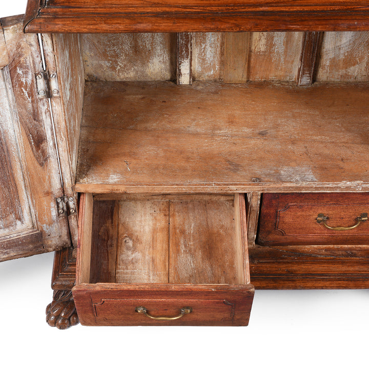 Drawer Interior View From Antique Sunburst Almirah Indian Cabinet From Gujarat | Indigo Antiques
