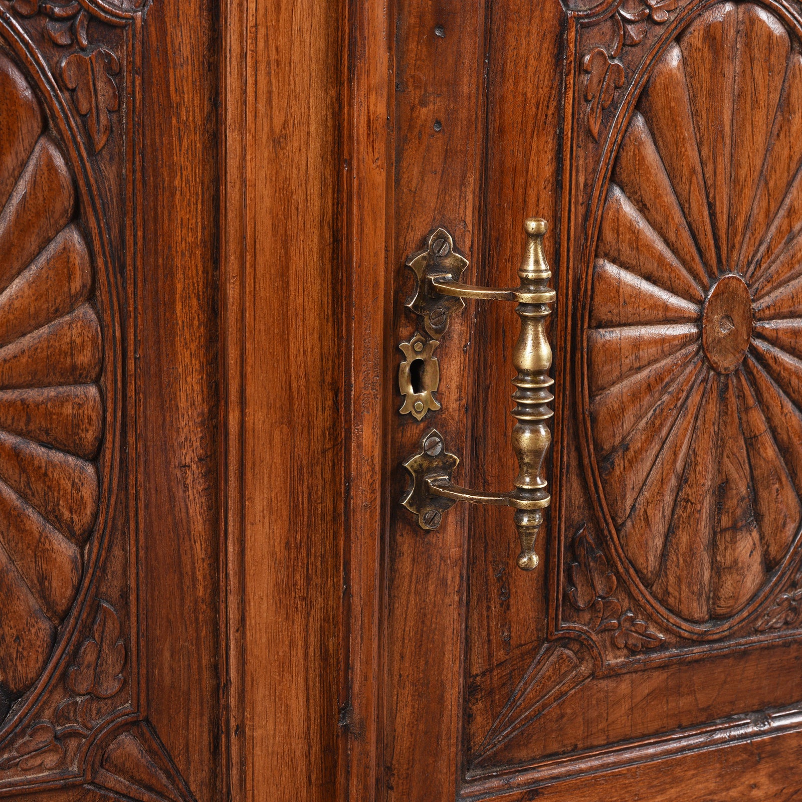 Handle Detail From Antique Sunburst Almirah Indian Cabinet From Gujarat | Indigo Antiques