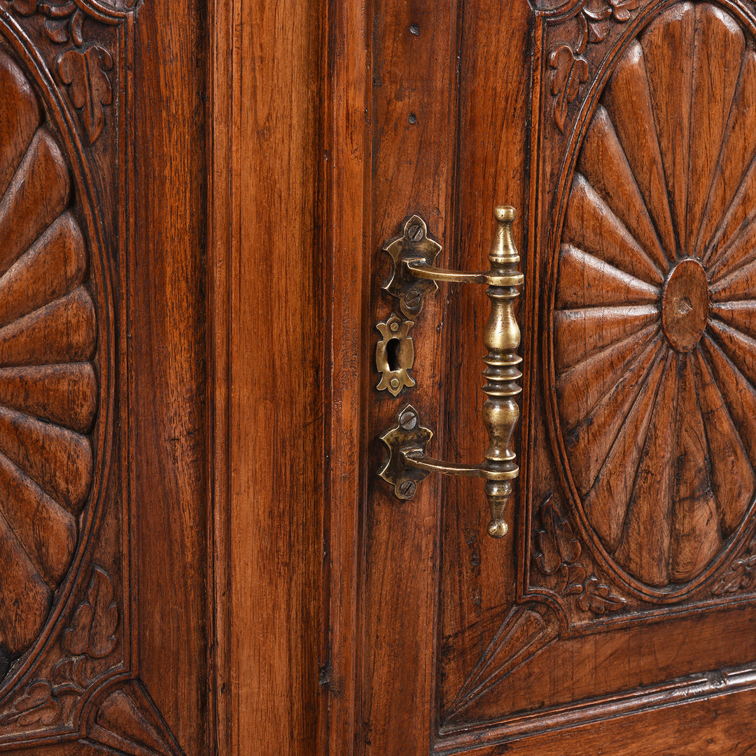 Handle Detail From Antique Sunburst Almirah Indian Cabinet From Gujarat | Indigo Antiques