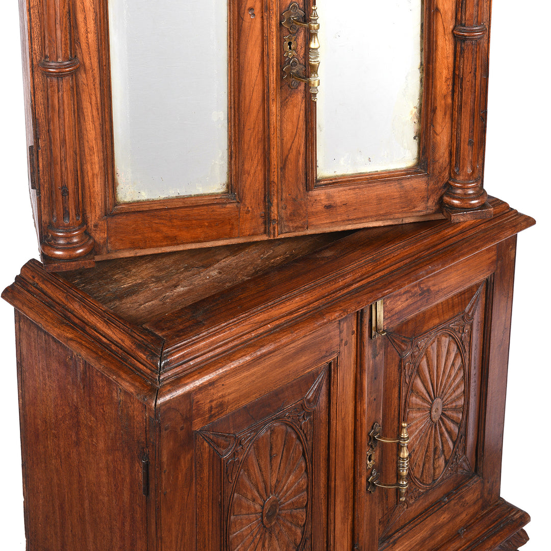 Split View From Antique Sunburst Almirah Indian Cabinet From Gujarat | Indigo Antiques