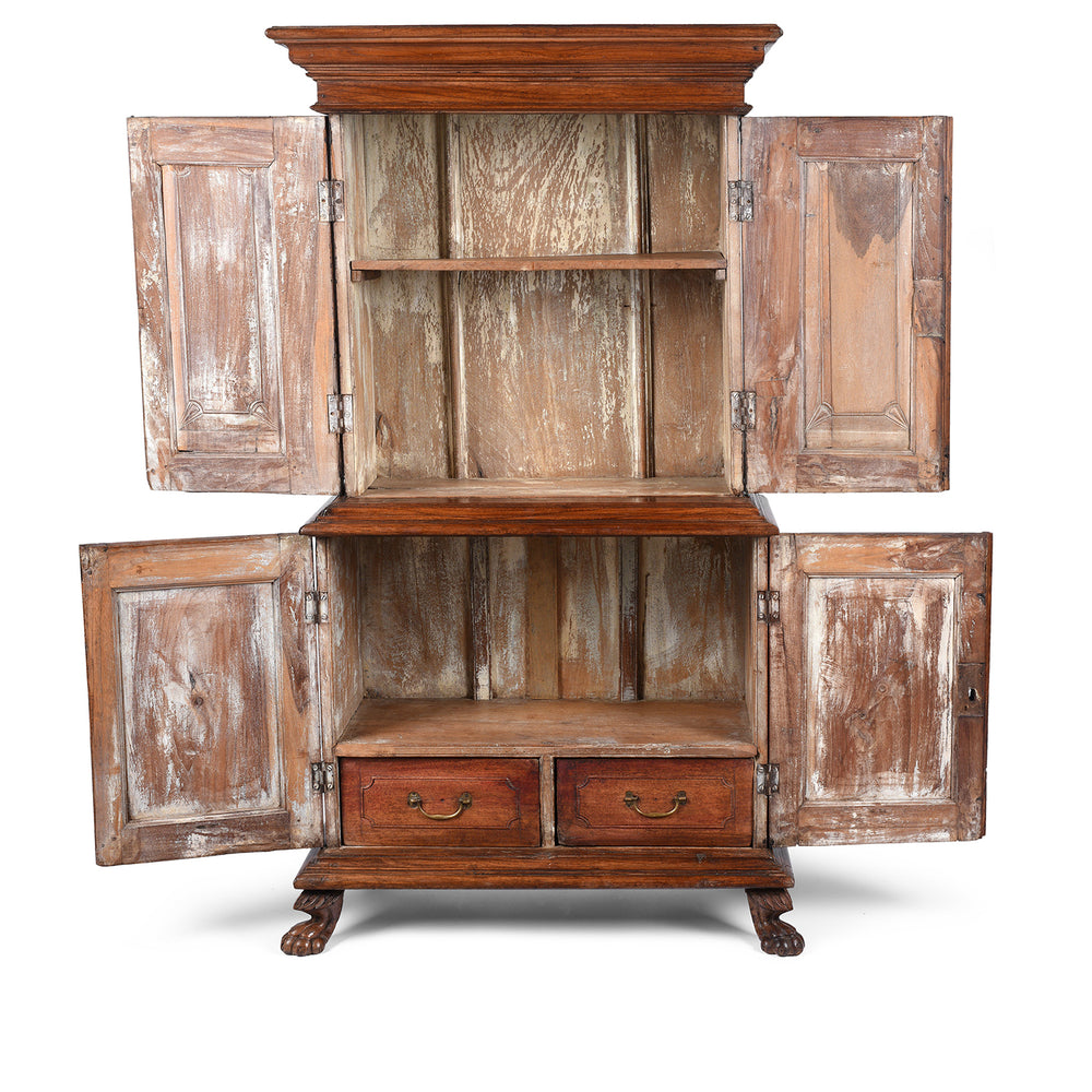 Open Doors View Of Antique Sunburst Almirah Indian Cabinet From Gujarat | Indigo Antiques