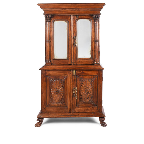 Mirrored Almirah Cabinet With Sunburst Panels - 19th Century