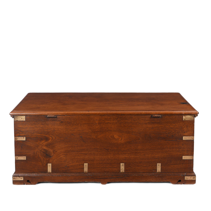 Back Of Antique Brass Bound Teak Chest From Rajasthan - 19th Century | Indigo Antiques