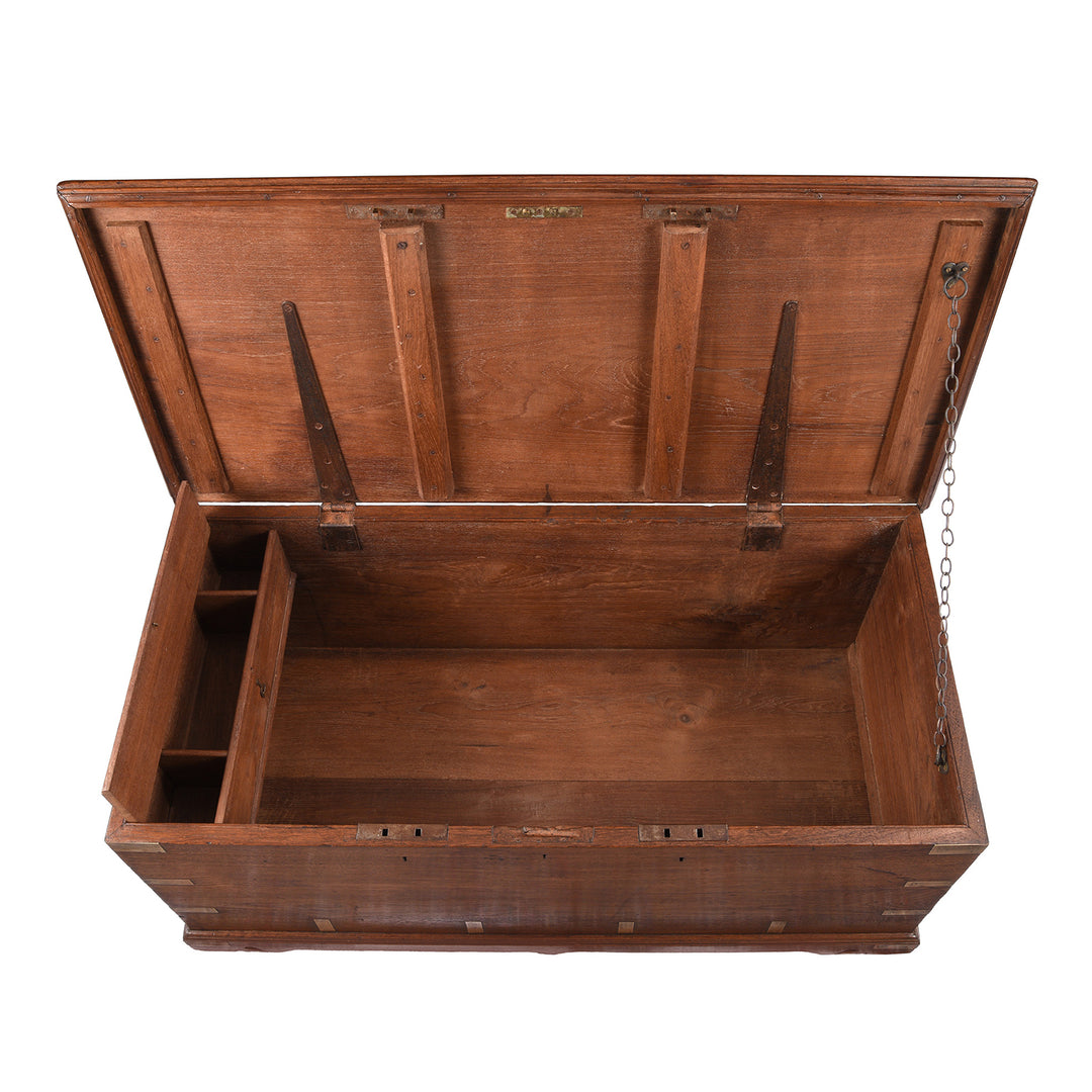 Interior Of Antique Brass Bound Teak Chest From Rajasthan - 19th Century | Indigo Antiques