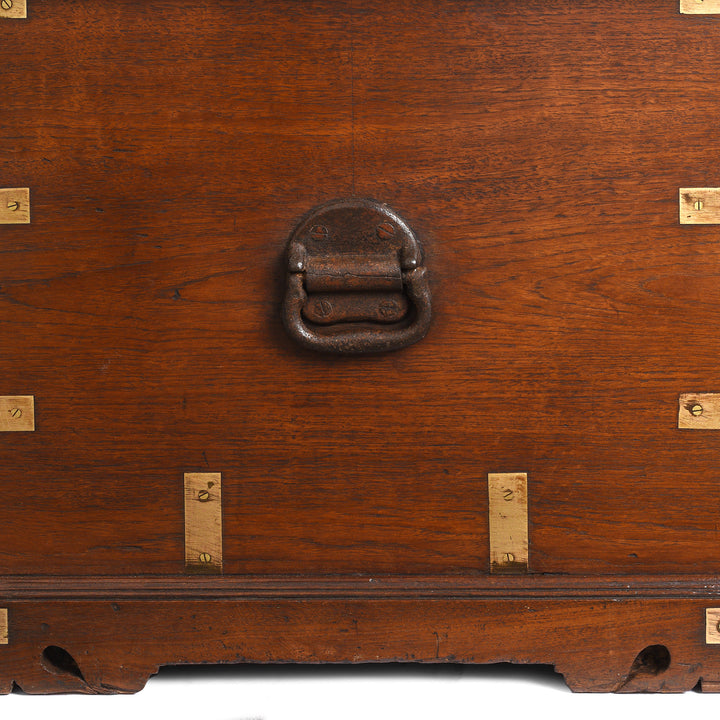 Handle Detail From Antique Brass Bound Teak Chest From Rajasthan - 19th Century | Indigo Antiques