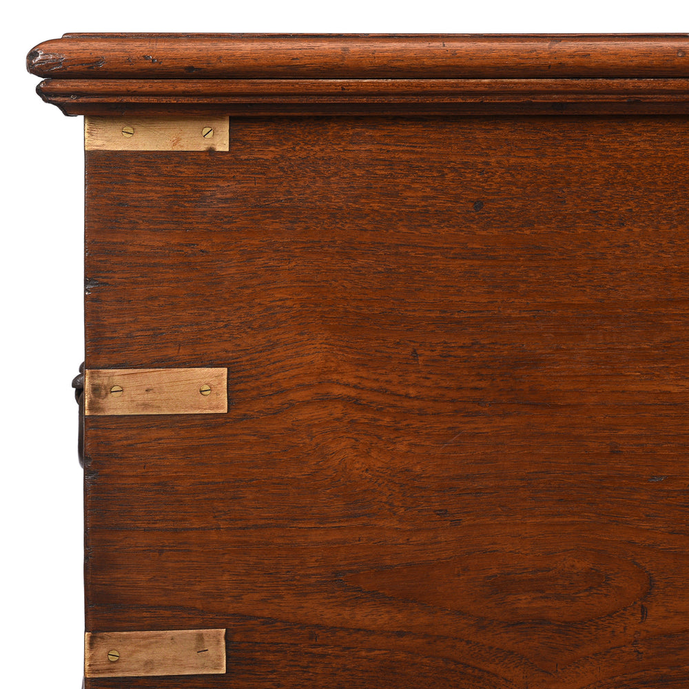 Corner Detail From Antique Brass Bound Teak Chest From Rajasthan - 19th Century | Indigo Antiques