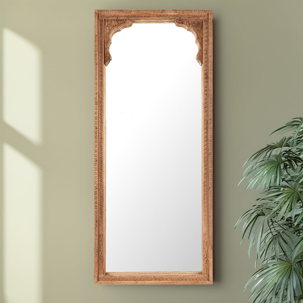 Antique Mirror Made From An Old Carved Teak Shekhawati Window | Indigo Antiques
