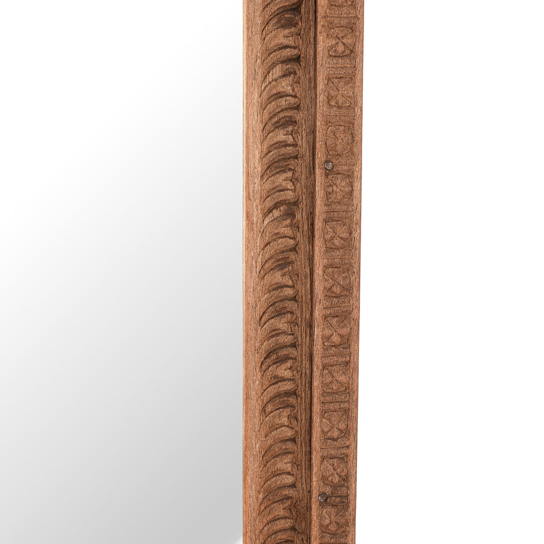 Carving Detail From Antique Mirror Made From An Old Carved Teak Shekhawati Window | Indigo Antiques