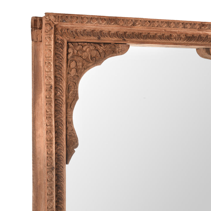 Depth Detail From Antique Mirror Made From An Old Carved Teak Shekhawati Window | Indigo Antiques