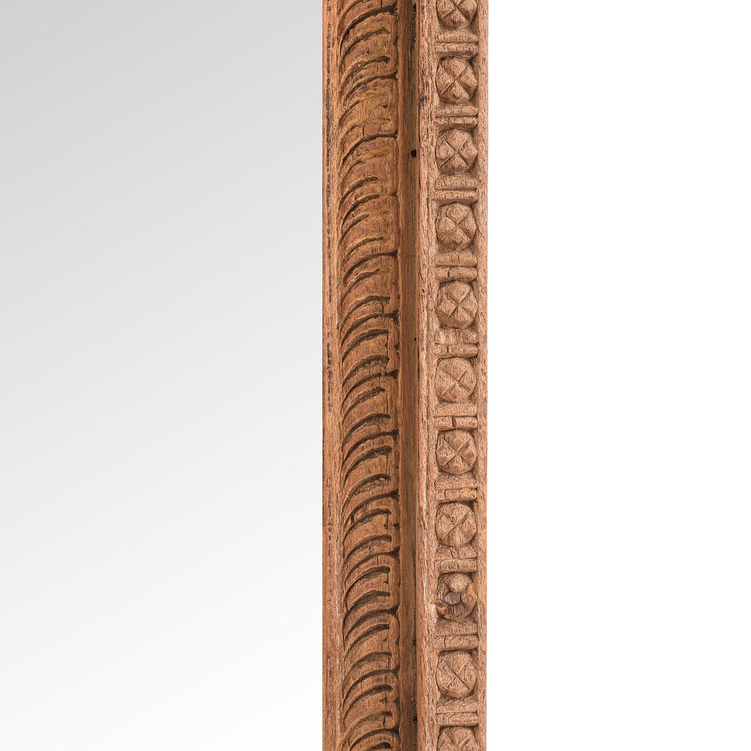 Carving Detail From Antique Mirror Made From An Old Carved Teak Shekhawati Window | Indigo Antiques