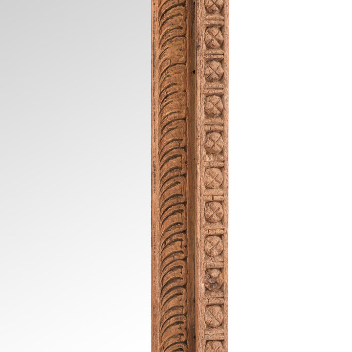 Carving Detail From Antique Mirror Made From An Old Carved Teak Shekhawati Window | Indigo Antiques