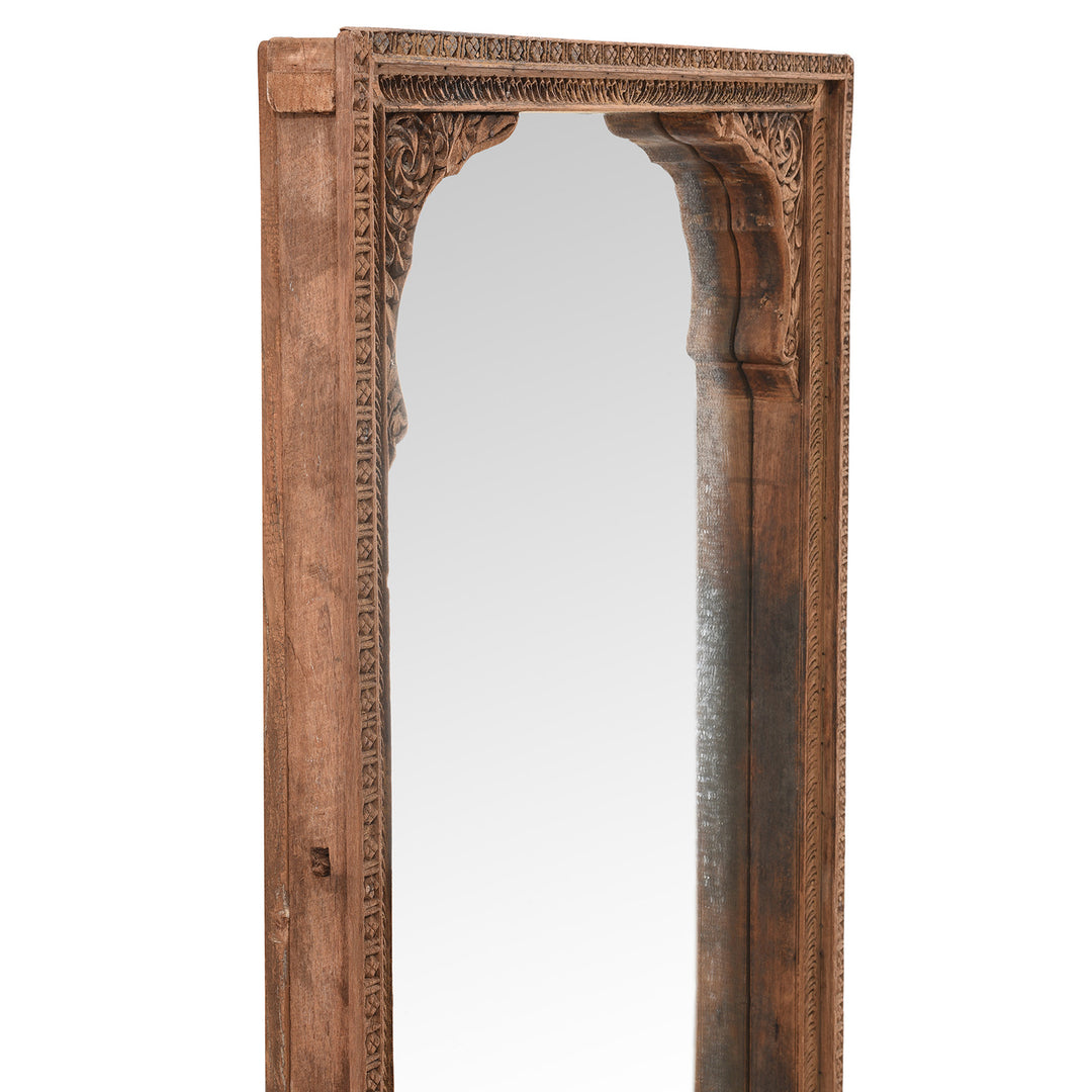 Depth Detail From Antique Mirror Made From An Old Carved Teak Shekhawati Window | Indigo Antiques