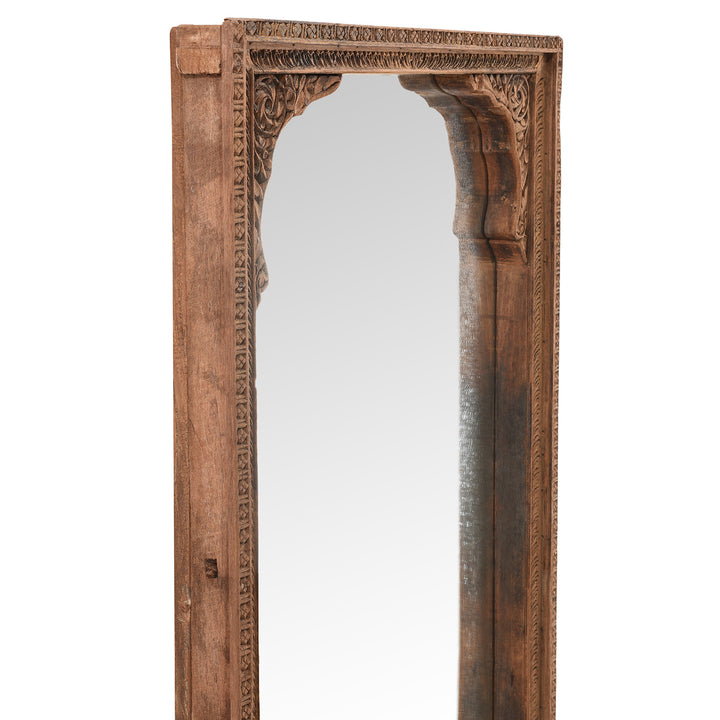 Depth Detail From Antique Mirror Made From An Old Carved Teak Shekhawati Window | Indigo Antiques