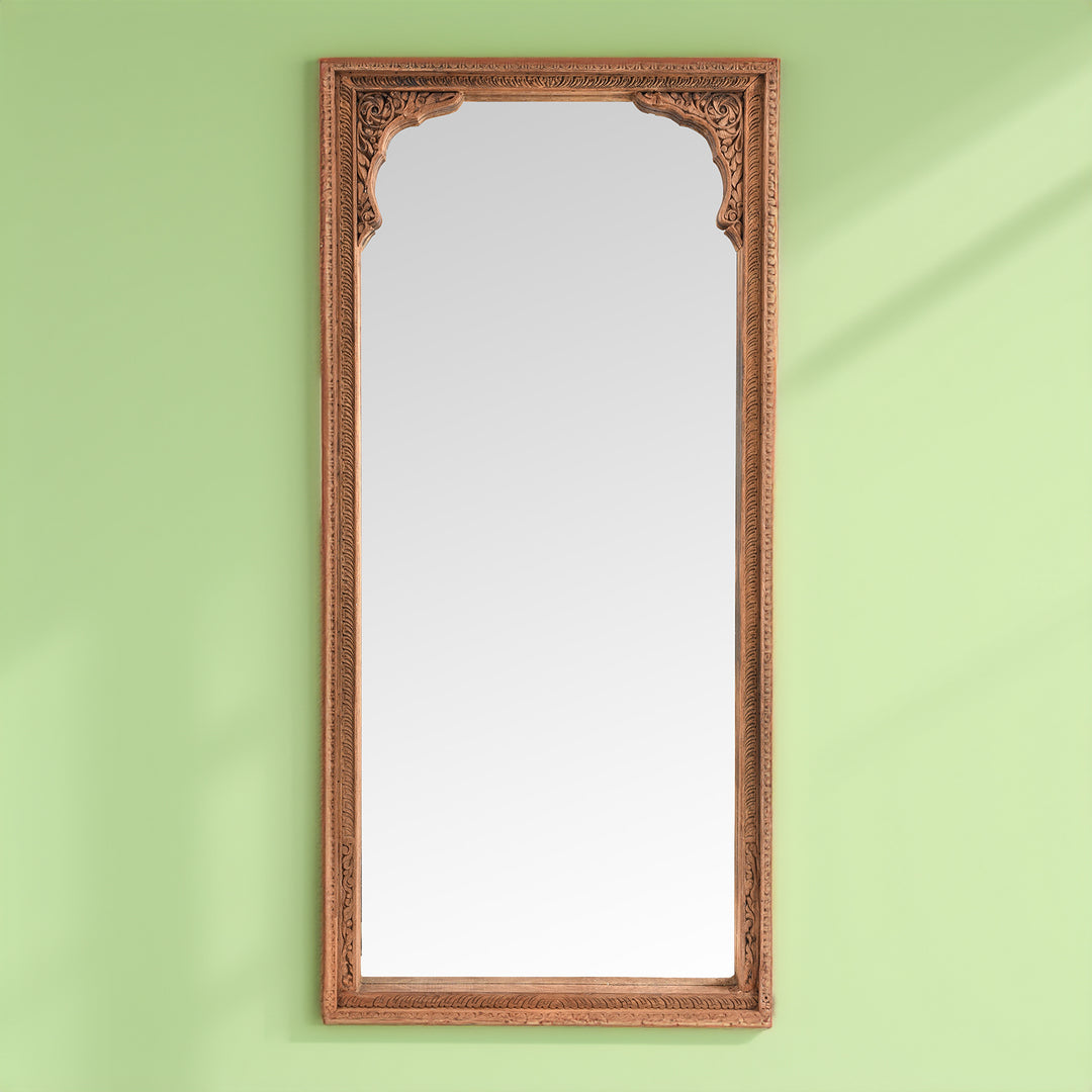 Antique Mirror Made From An Old Carved Teak Shekhawati Window | Indigo Antiques