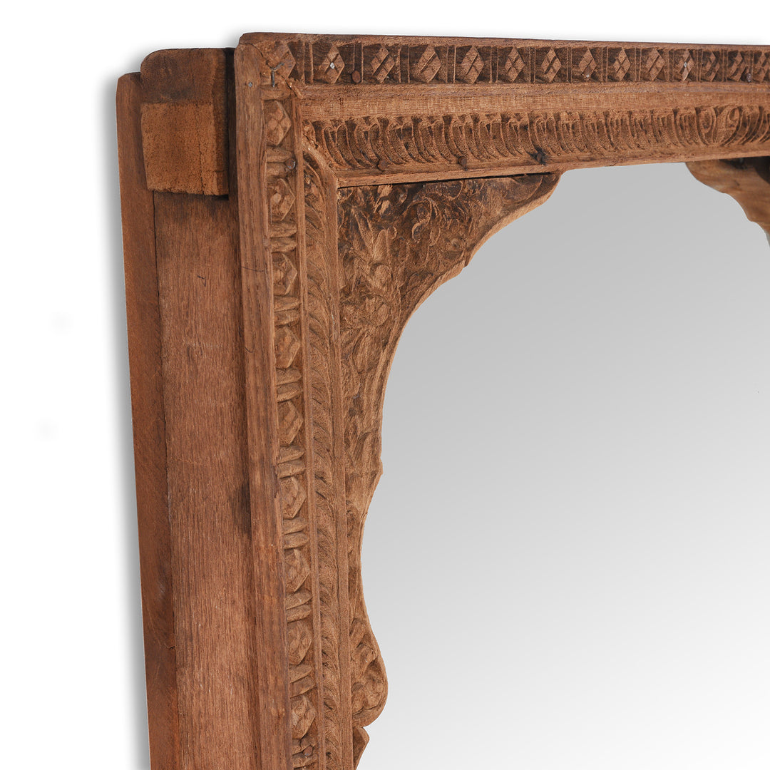 Depth Detail From Antique Mirror Made From An Old Carved Teak Shekhawati Window - 19thC | Indigo Antiques