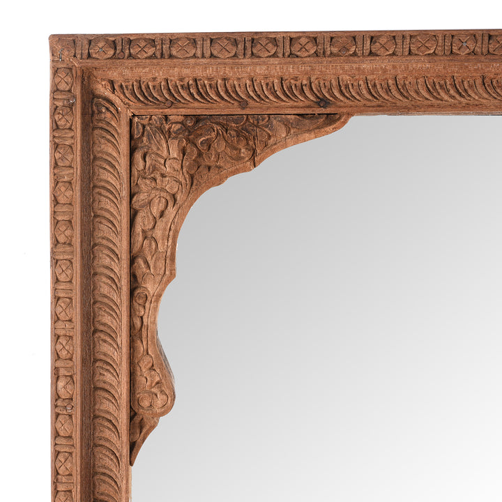Carving Detail From Antique Mirror Made From An Old Carved Teak Shekhawati Window - 19thC | Indigo Antiques