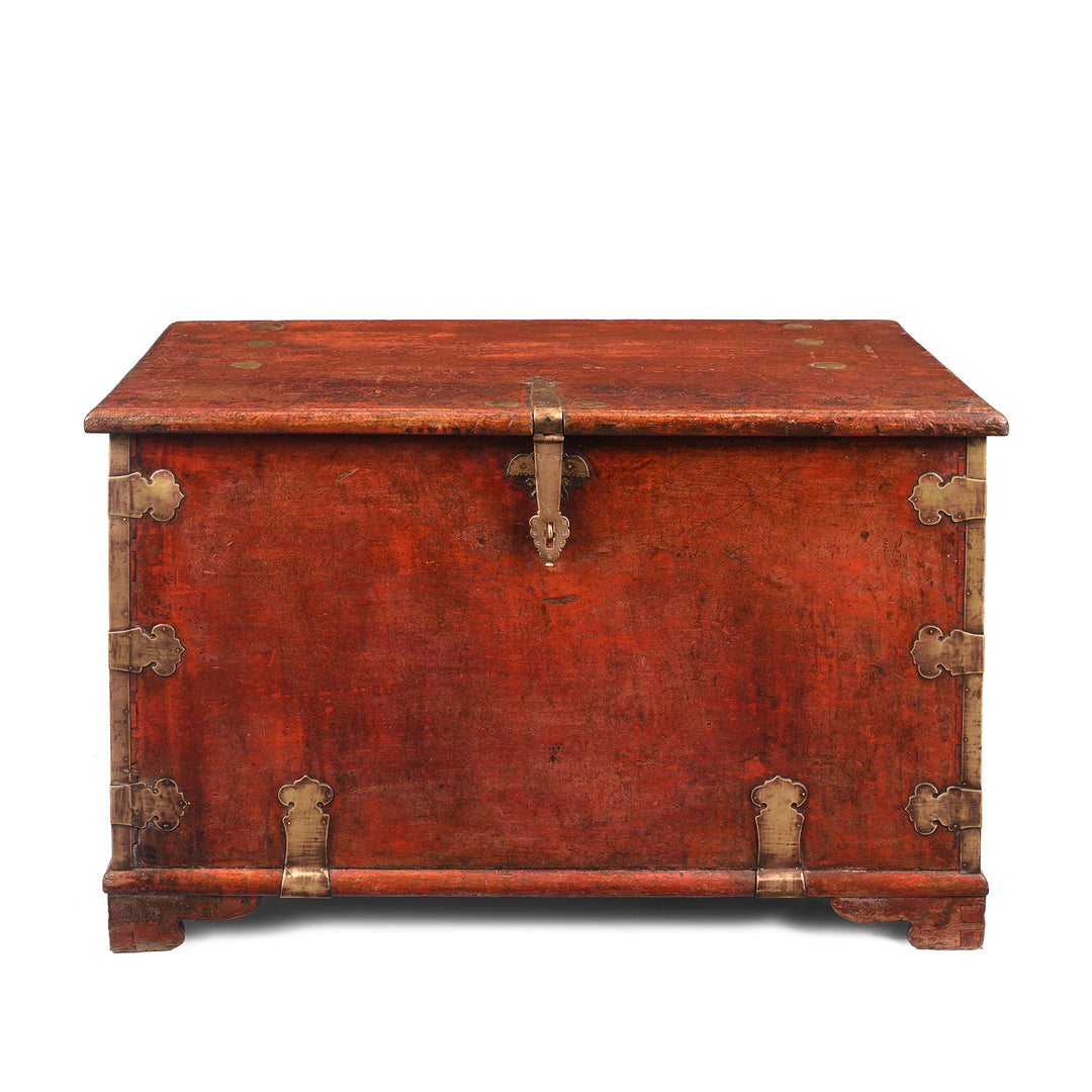 Antique Red Lacquer Camphor Chinese Chest From India - 18th Century | Indigo Antiques