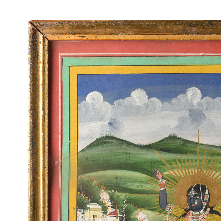 Frame Detail From Antique Watercolour Painting Of Kali And Lord Shiva - 19th Century | Indigo Antiques
