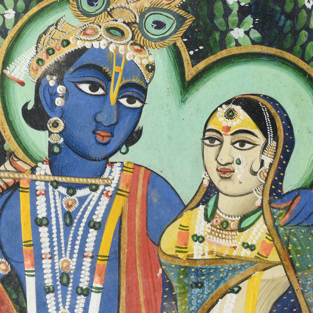 Krishna And Radha Detail From A Watercolour Painting Of Krishna And Radha - 19th Century | Indigo Antiques