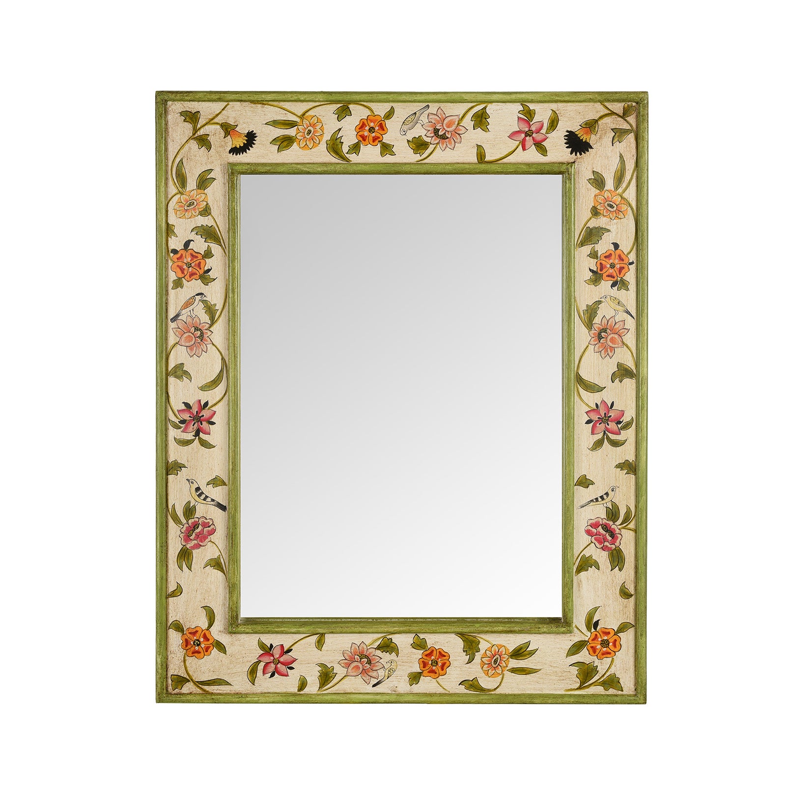Hand Painted Chintz Style Mirror From Rajasthan | Indigo Antiques