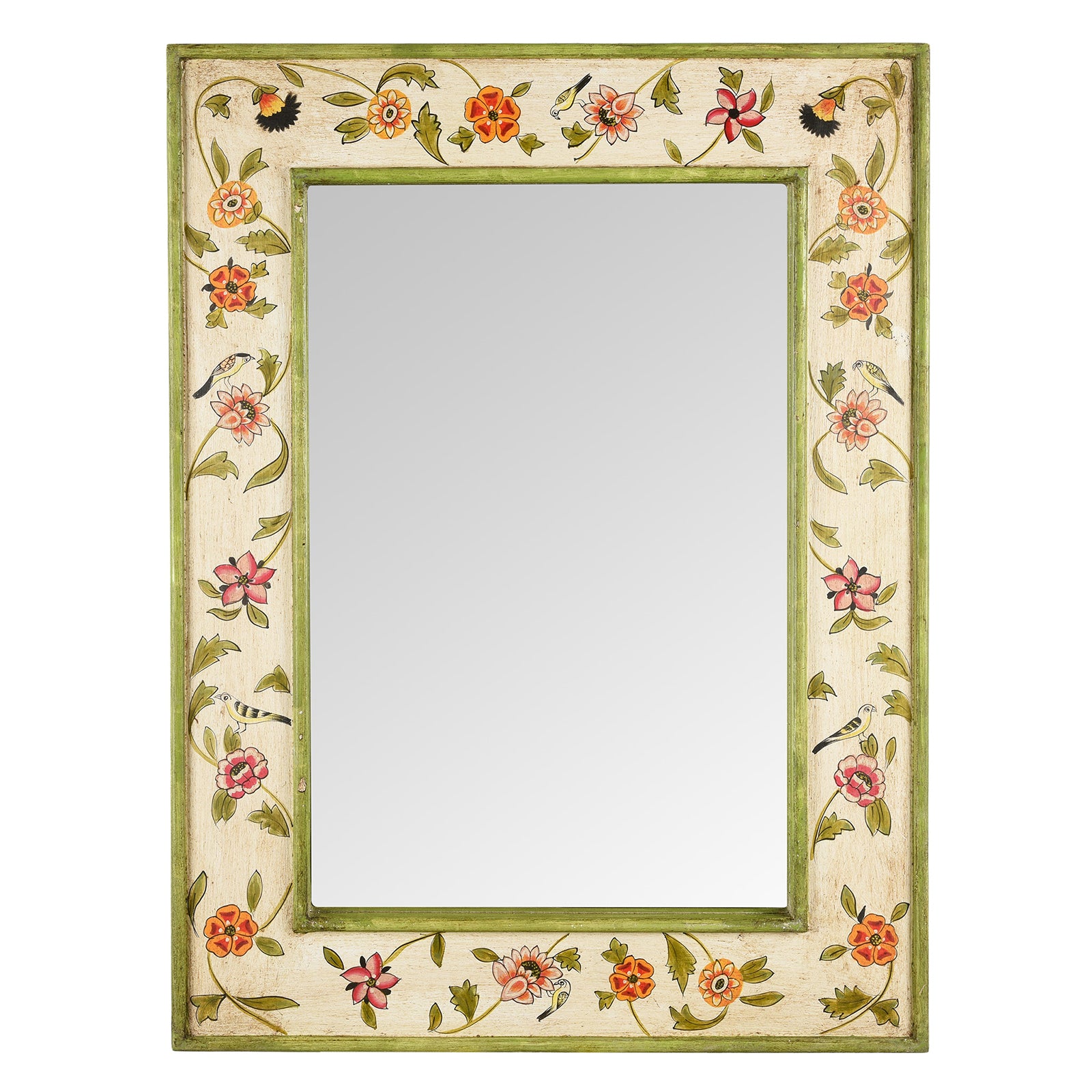 Hand Painted Chintz Style Mirror From Rajasthan | Indigo Antiques
