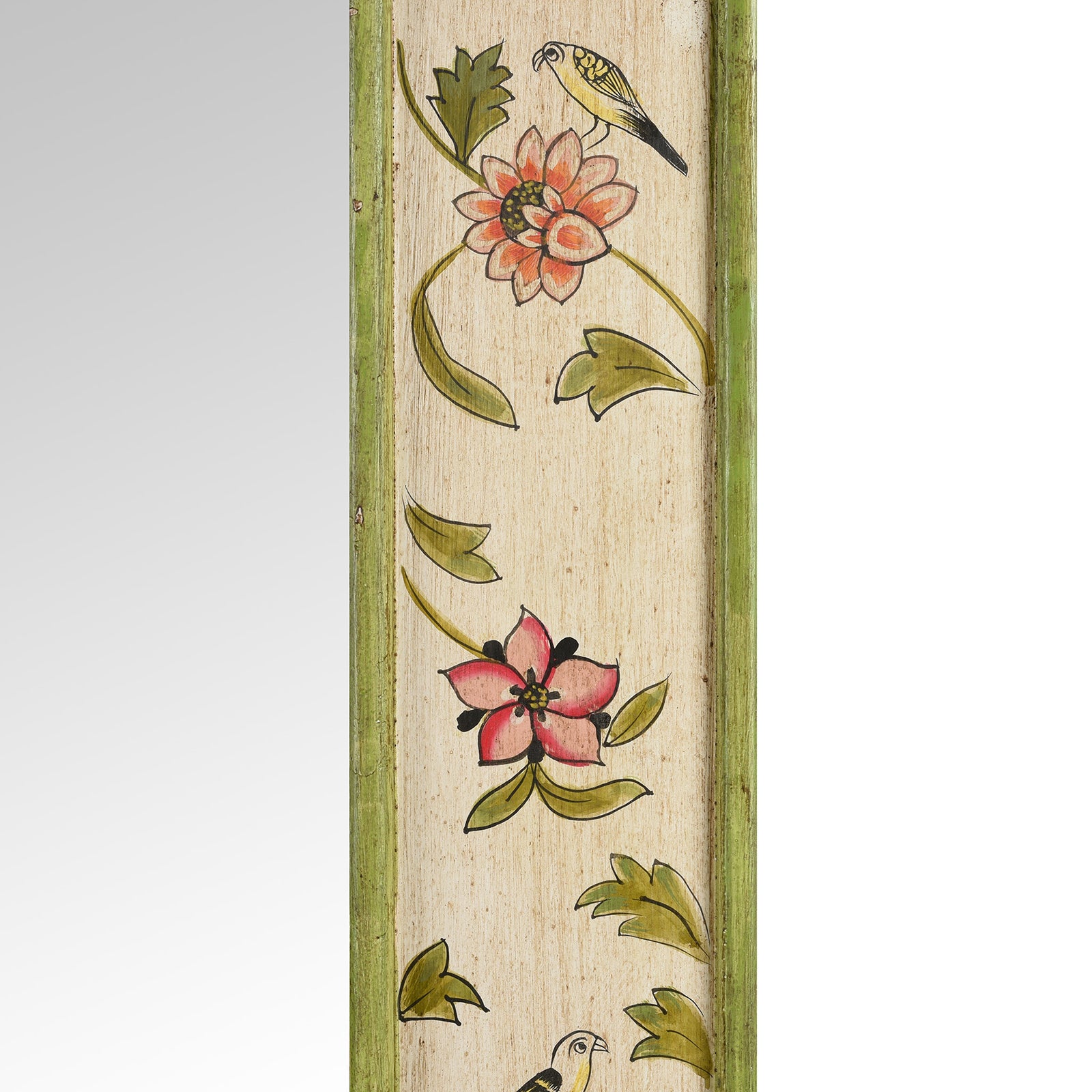 Floral Artwork From Hand Painted Chintz Style Mirror From Rajasthan | Indigo Antiques