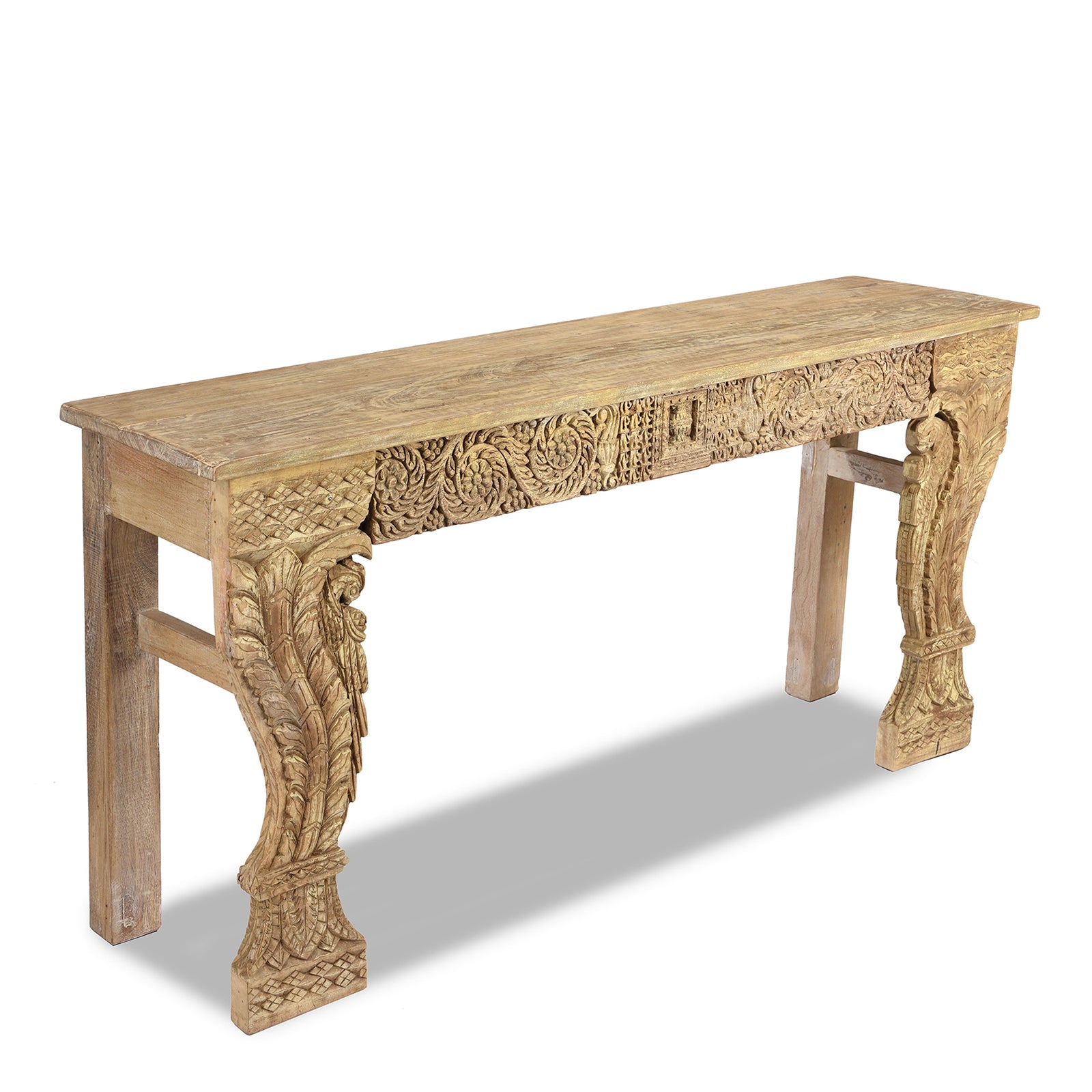 Angled View Of Reclaimed Teakwood Console Table With Painted Finish | Indigo Antiques