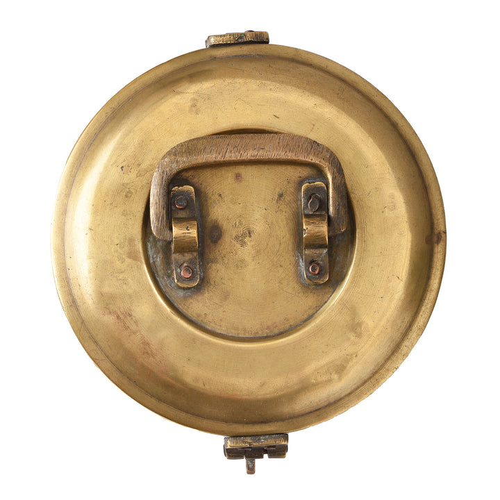 Top Down View Of Vintage Indian Brass Food Caddy  | Indigo Antiques