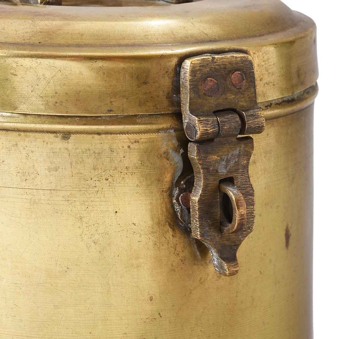 Latch Detail From Vintage Indian Brass Food Caddy  | Indigo Antiques