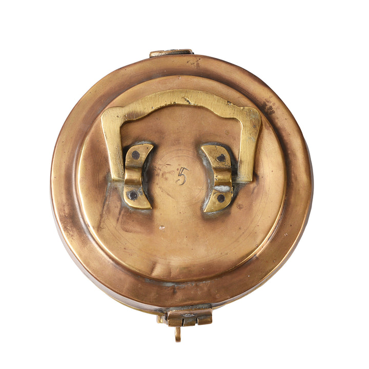 TopDown View Of Vintage Indian Brass Food Caddy From Bombay | Indigo Antiques