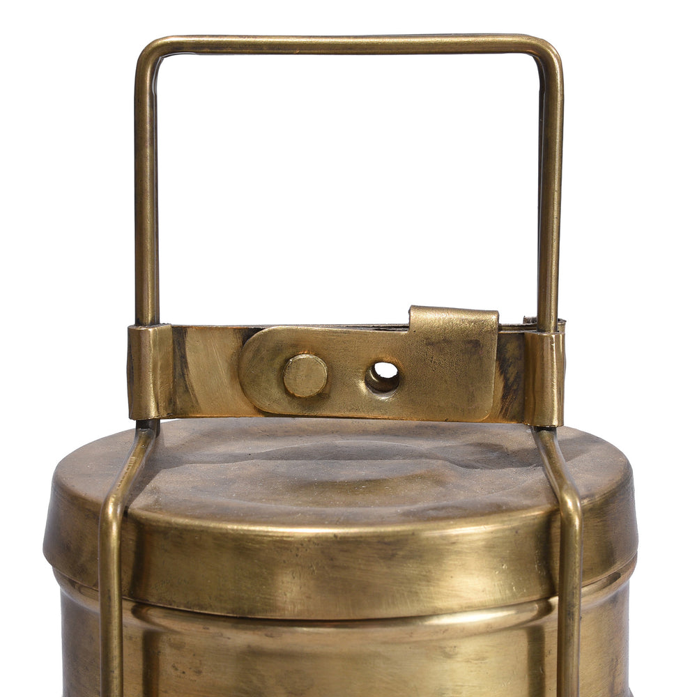Detail From Antique Indian 3 Tier Brass Tiffin Box | Indigo Antiques