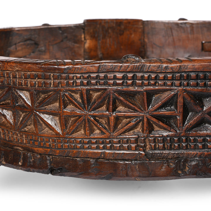 Carving Detail From Antique Indian Chakki Coffee Table From Rajasthan | Indigo Antiques